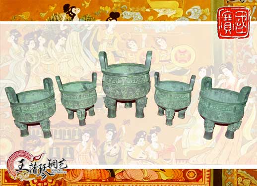 銅鼎，銅五鼎，中國鼎，佛像用鼎