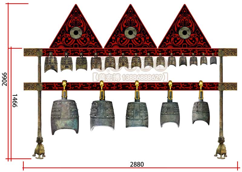 設(shè)計(jì)中的?;韬罹庣娦Ч麍D 設(shè)計(jì)中的海昏侯編鐘效果圖